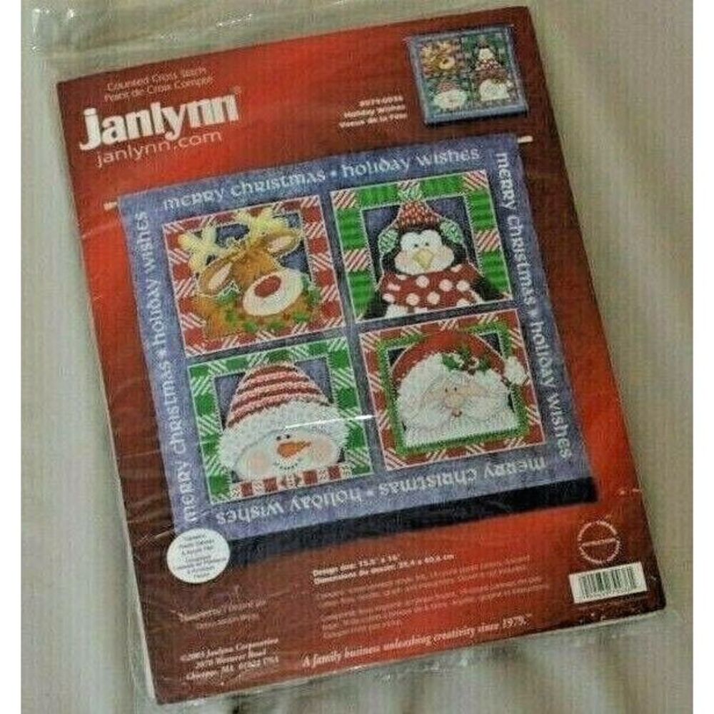 vintage Janlynn Christmas cross stitch tapestry‎ Holiday Wishes #079-0036